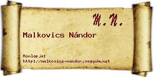 Malkovics Nándor névjegykártya
