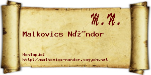 Malkovics Nándor névjegykártya